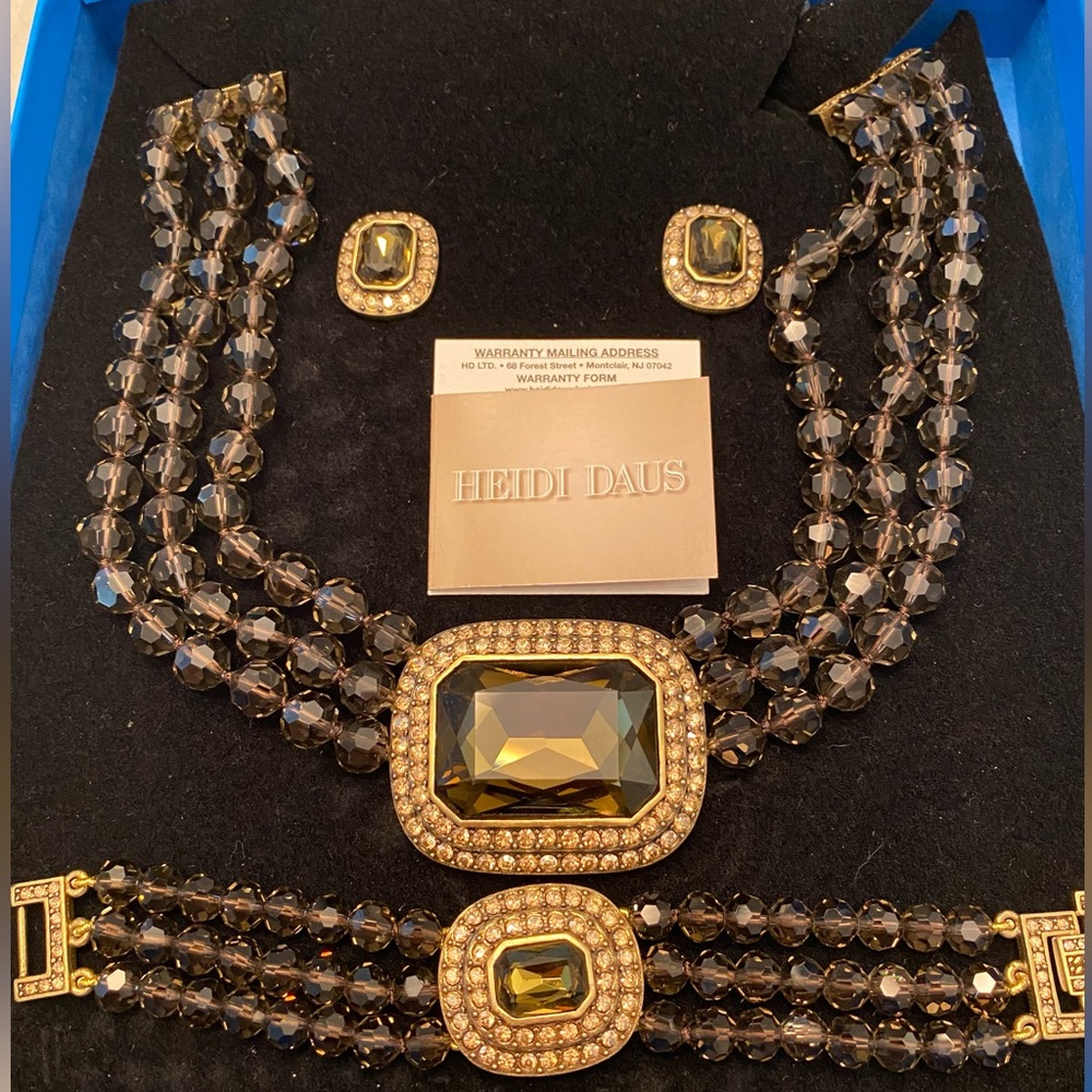 Heidi Daus Tailored to Please Set Black Necklace, Bracelet and Earrings- 3 Piece